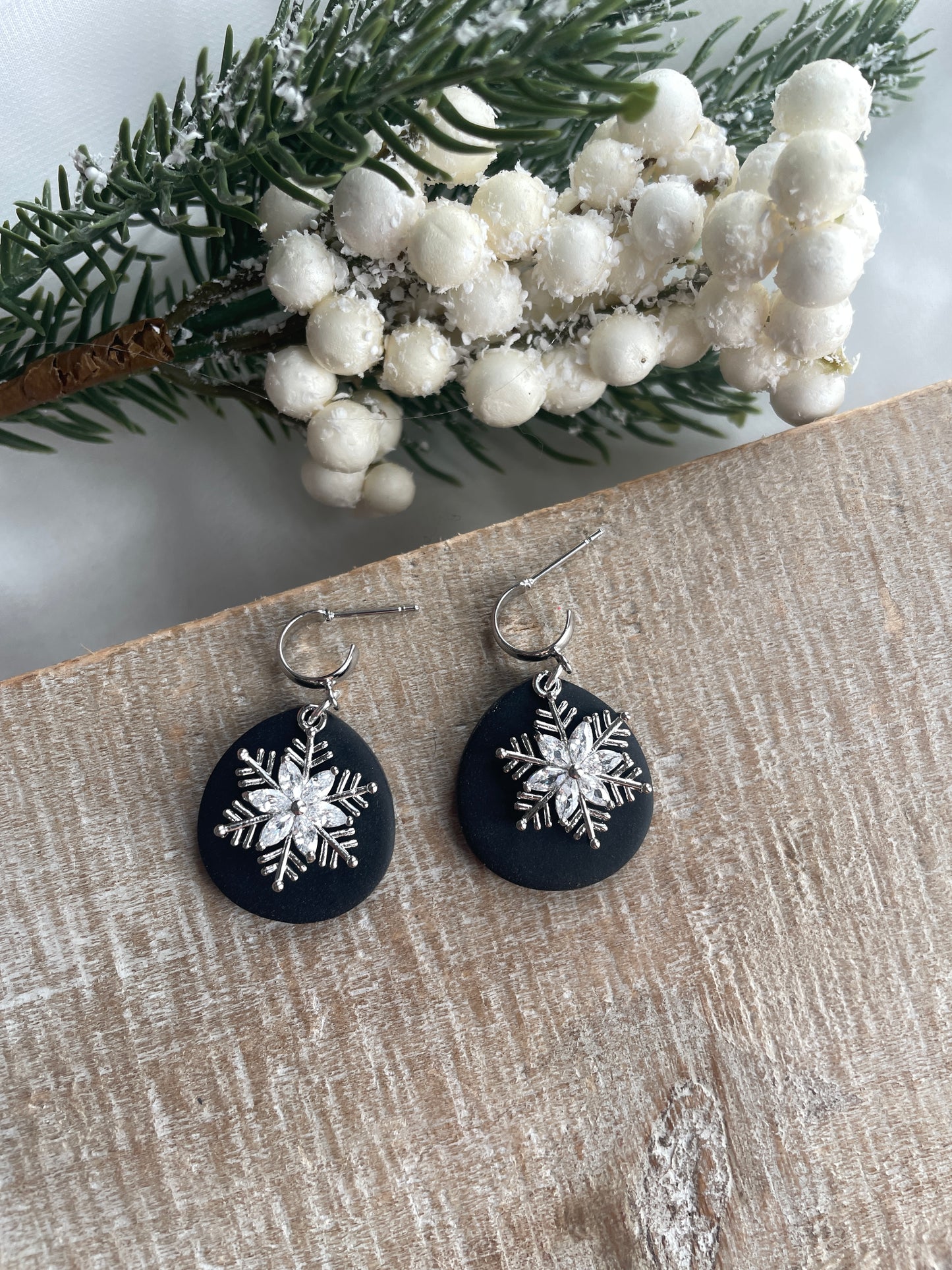 CZ Snowflake Huggies