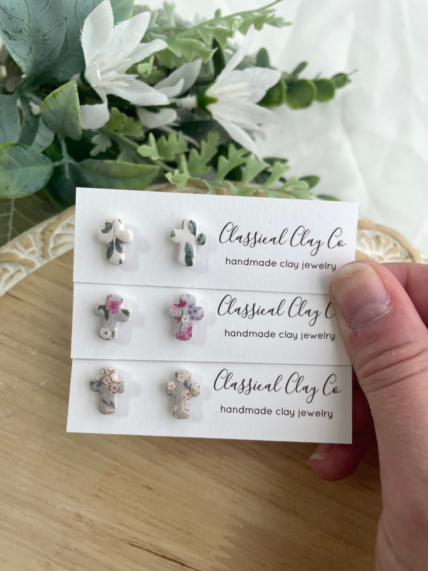 Printed Cross Studs