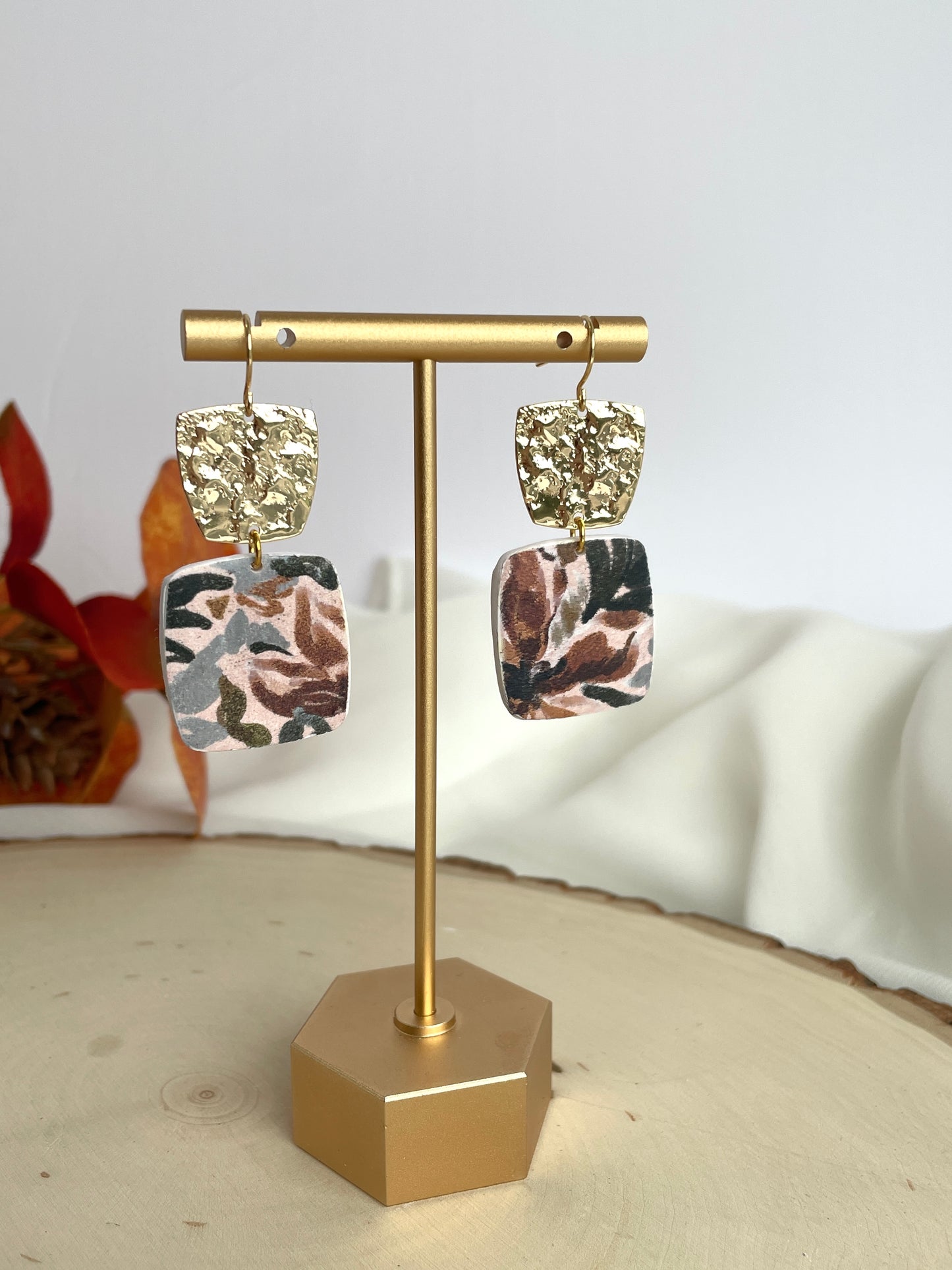 Leaf and Flower Printed Dangles