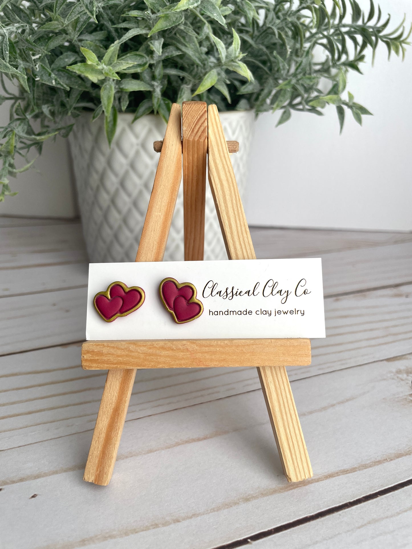 Double Heart Studs