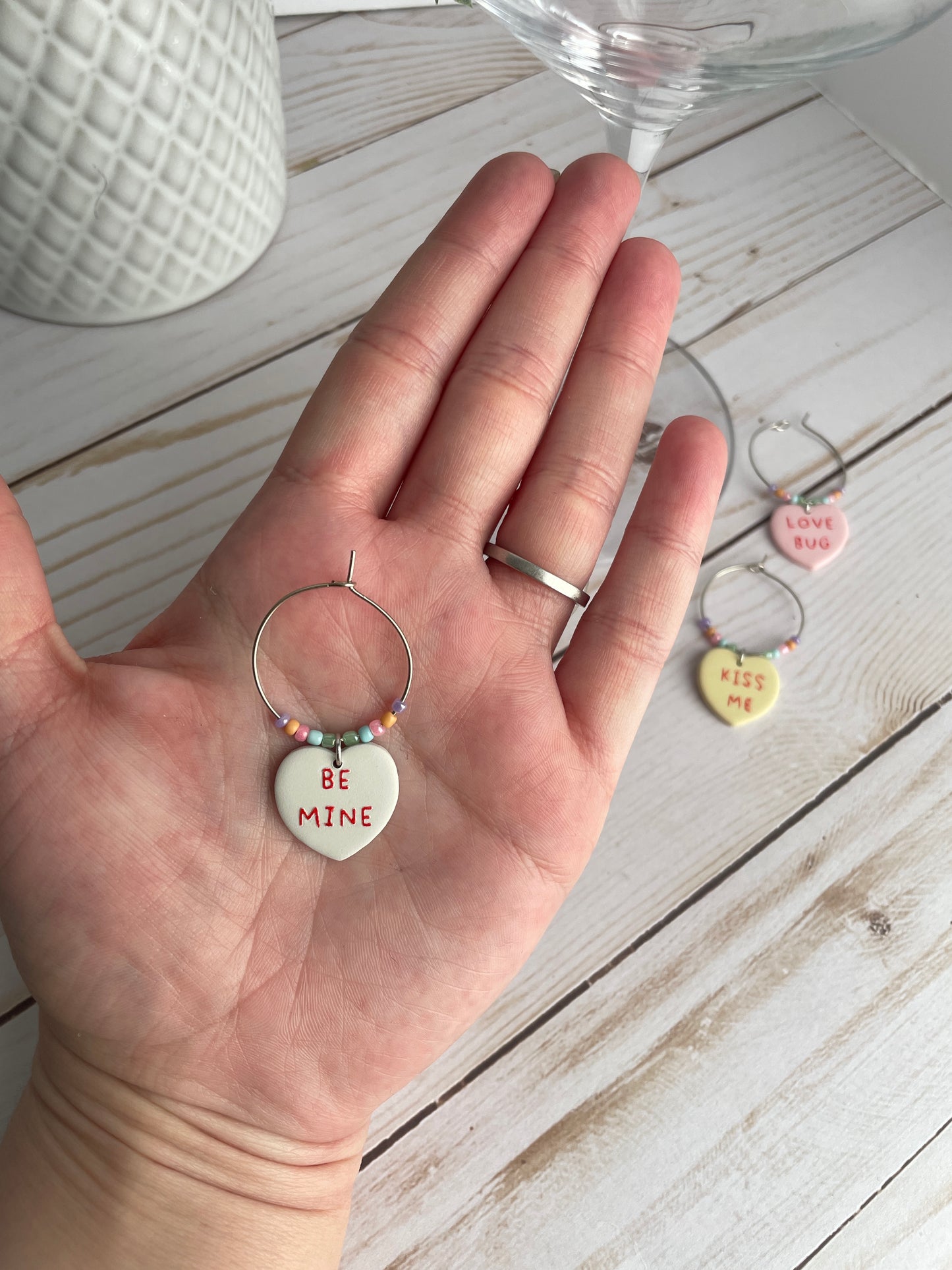 Conversation Heart Wine Charms