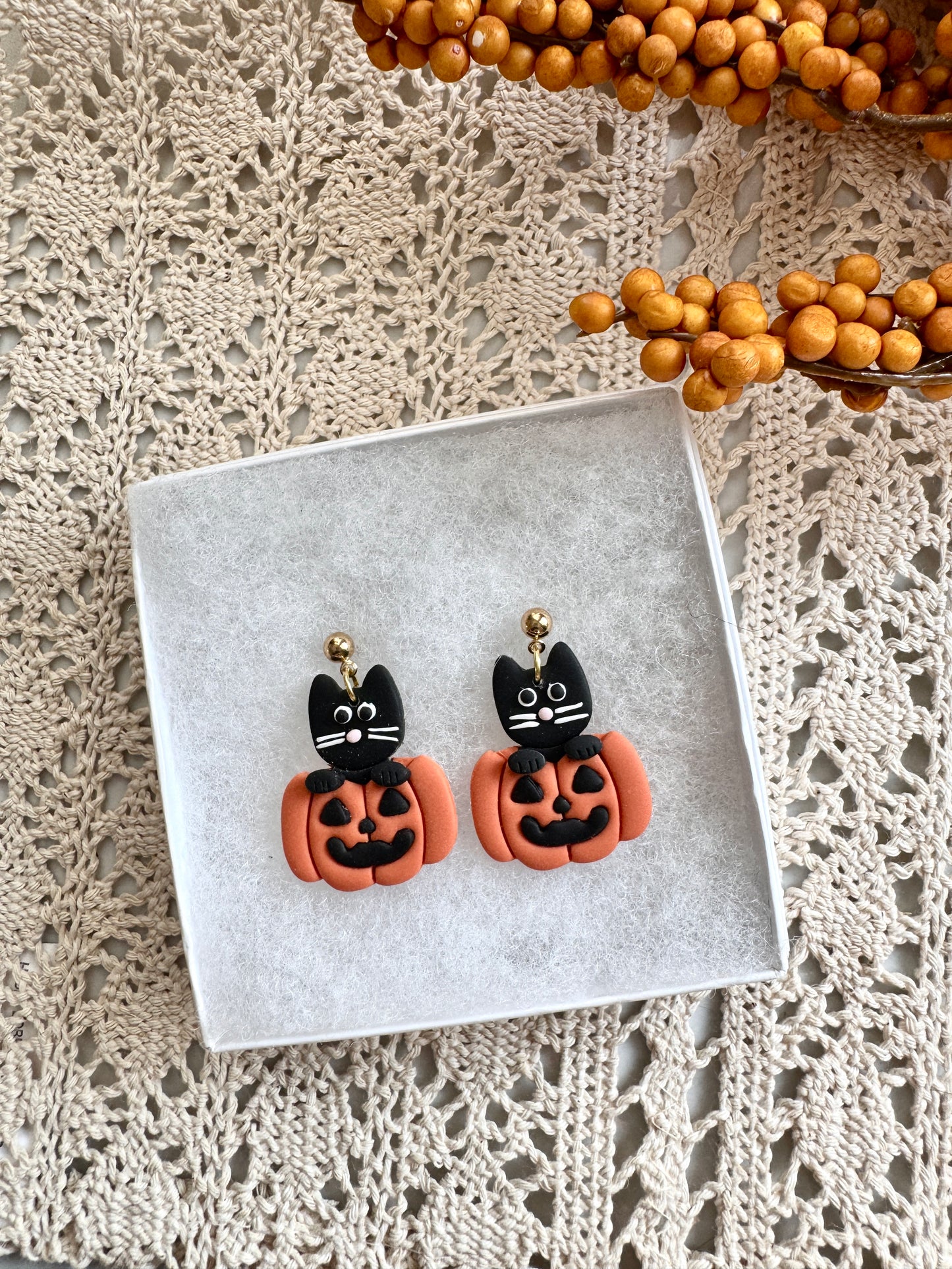 Puppy and Kitten Pumpkin Dangles
