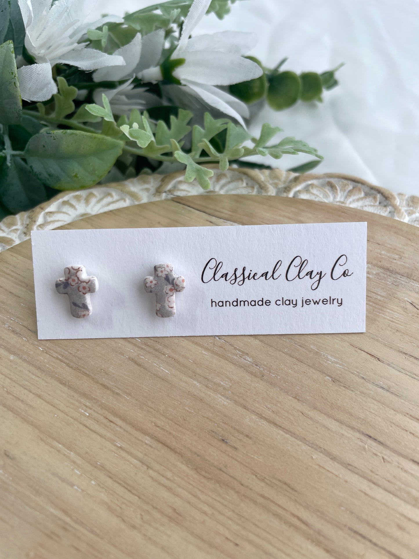 Printed Cross Studs