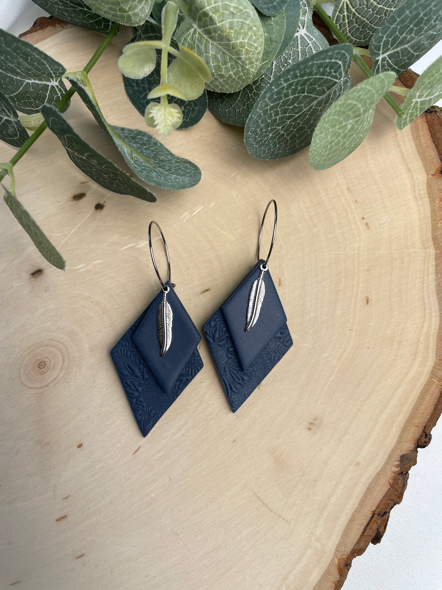 Feathered Diamond Hoops