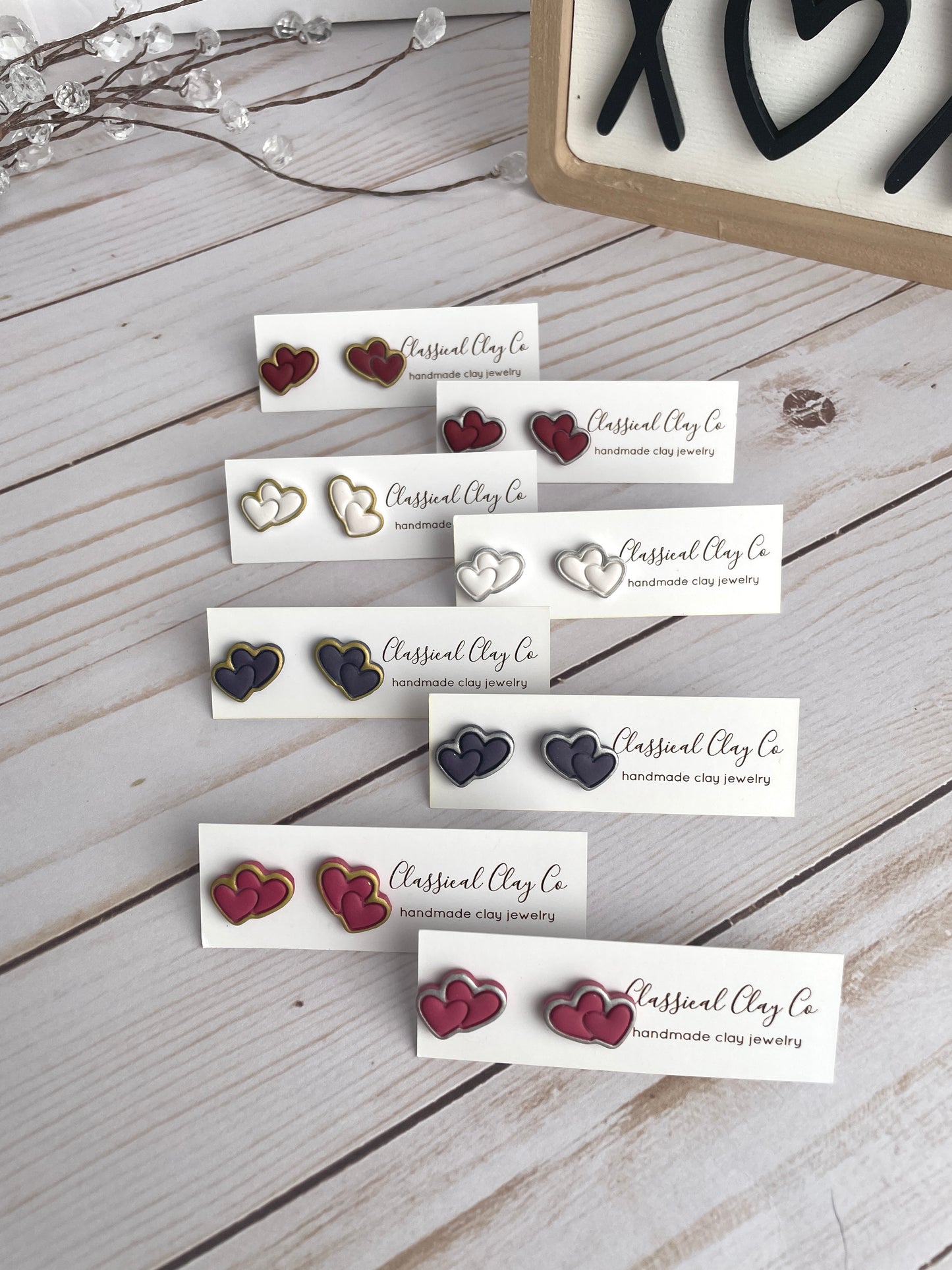 Double Heart Studs