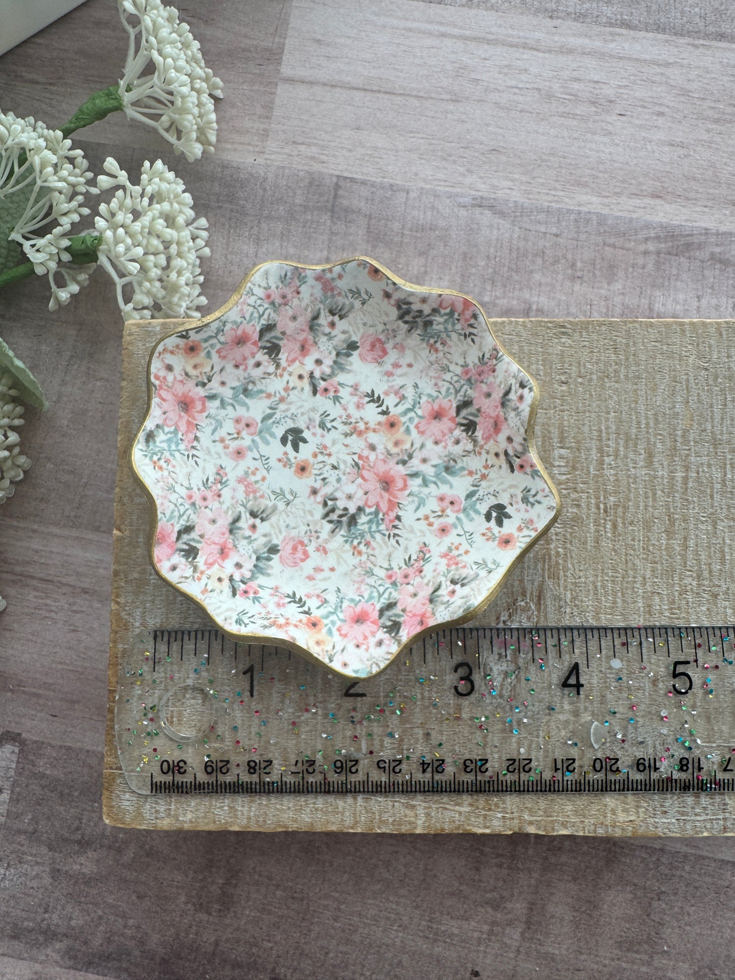 Pink Floral Jewelry Dish