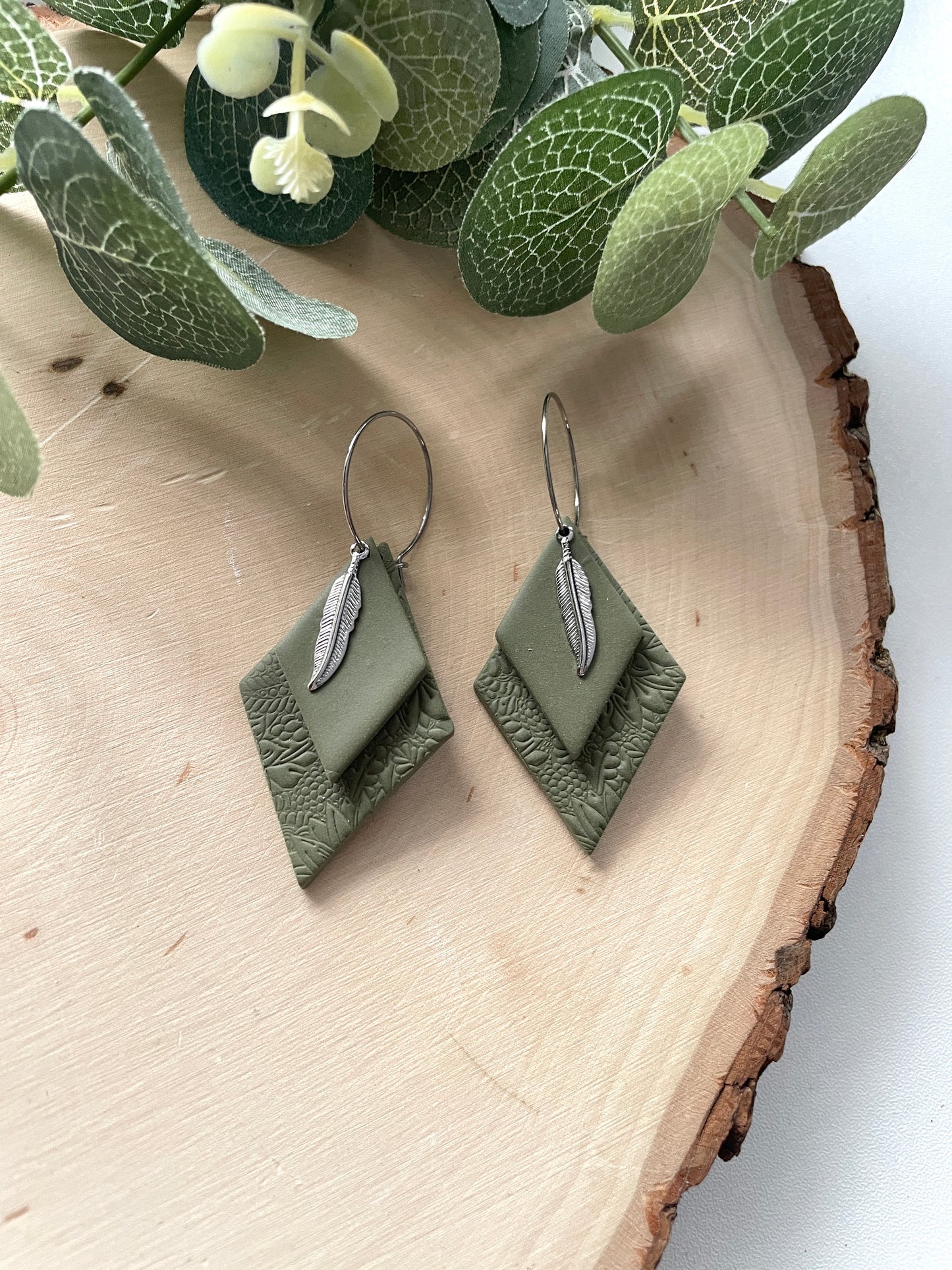 Feathered Diamond Hoops