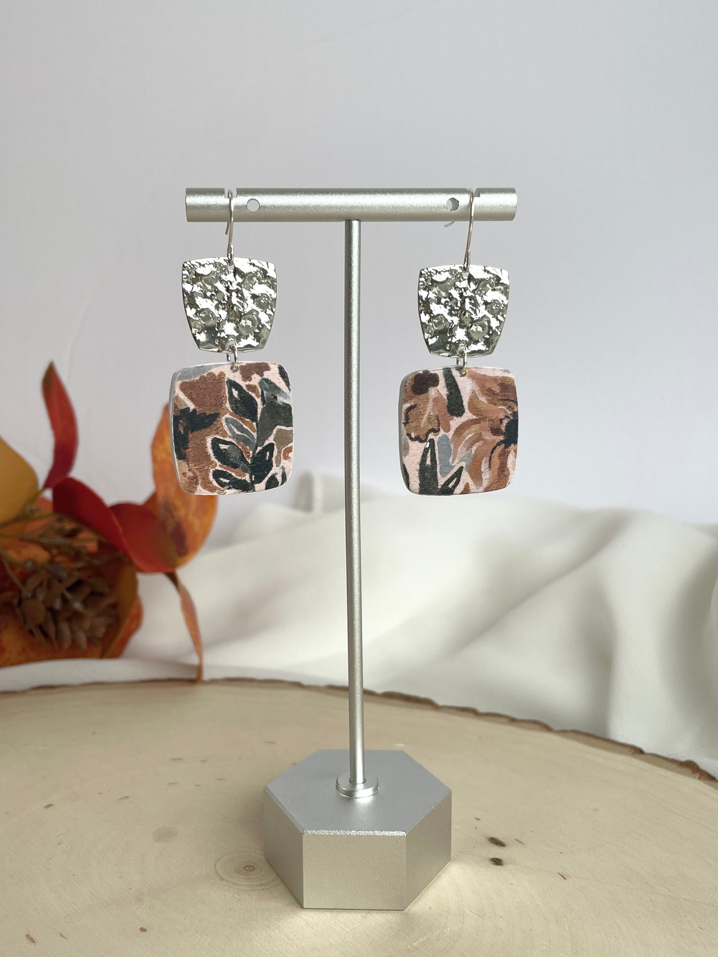Leaf and Flower Printed Dangles