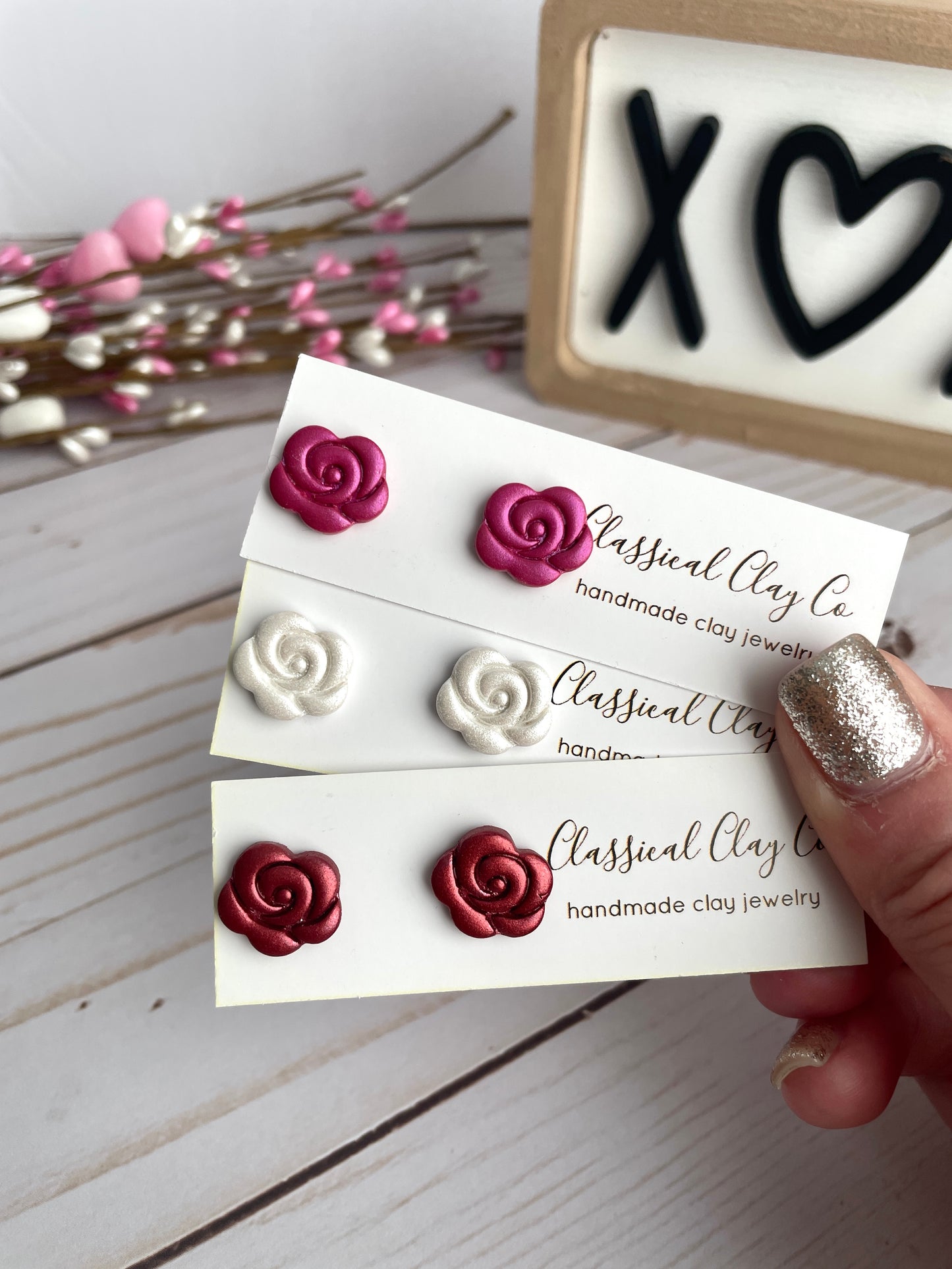 Shimmer Rose Studs