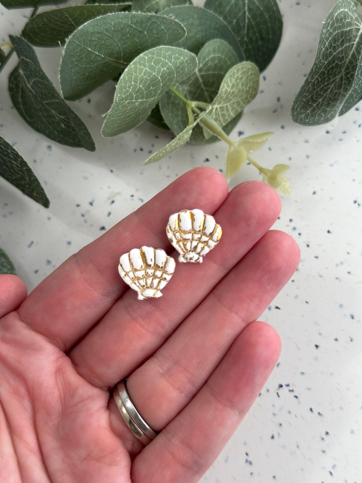 Gold Foiled Shell Studs