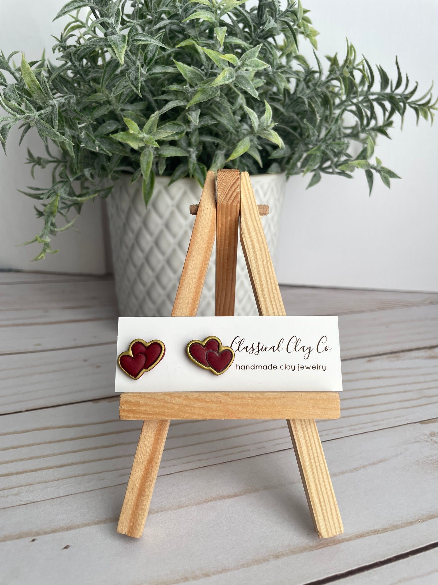 Double Heart Studs
