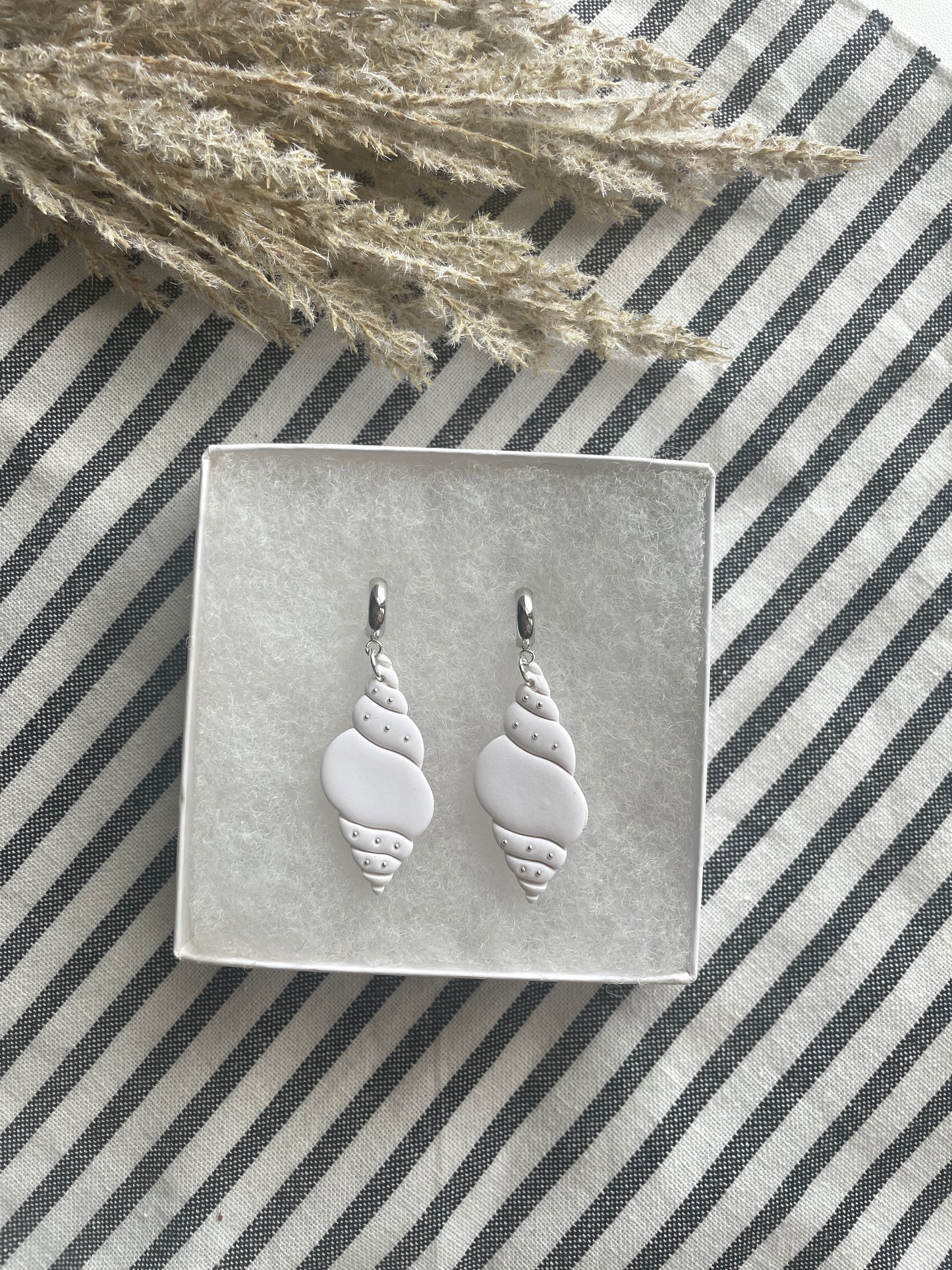 Beaded Seashell Hoops