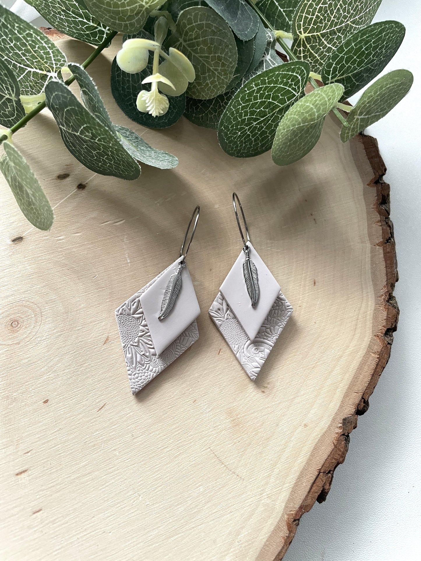 Feathered Diamond Hoops