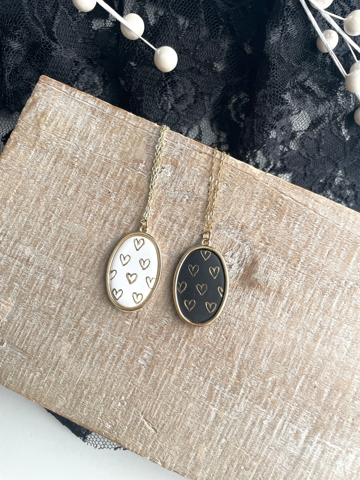 Hand Painted Heart Necklace Necklace