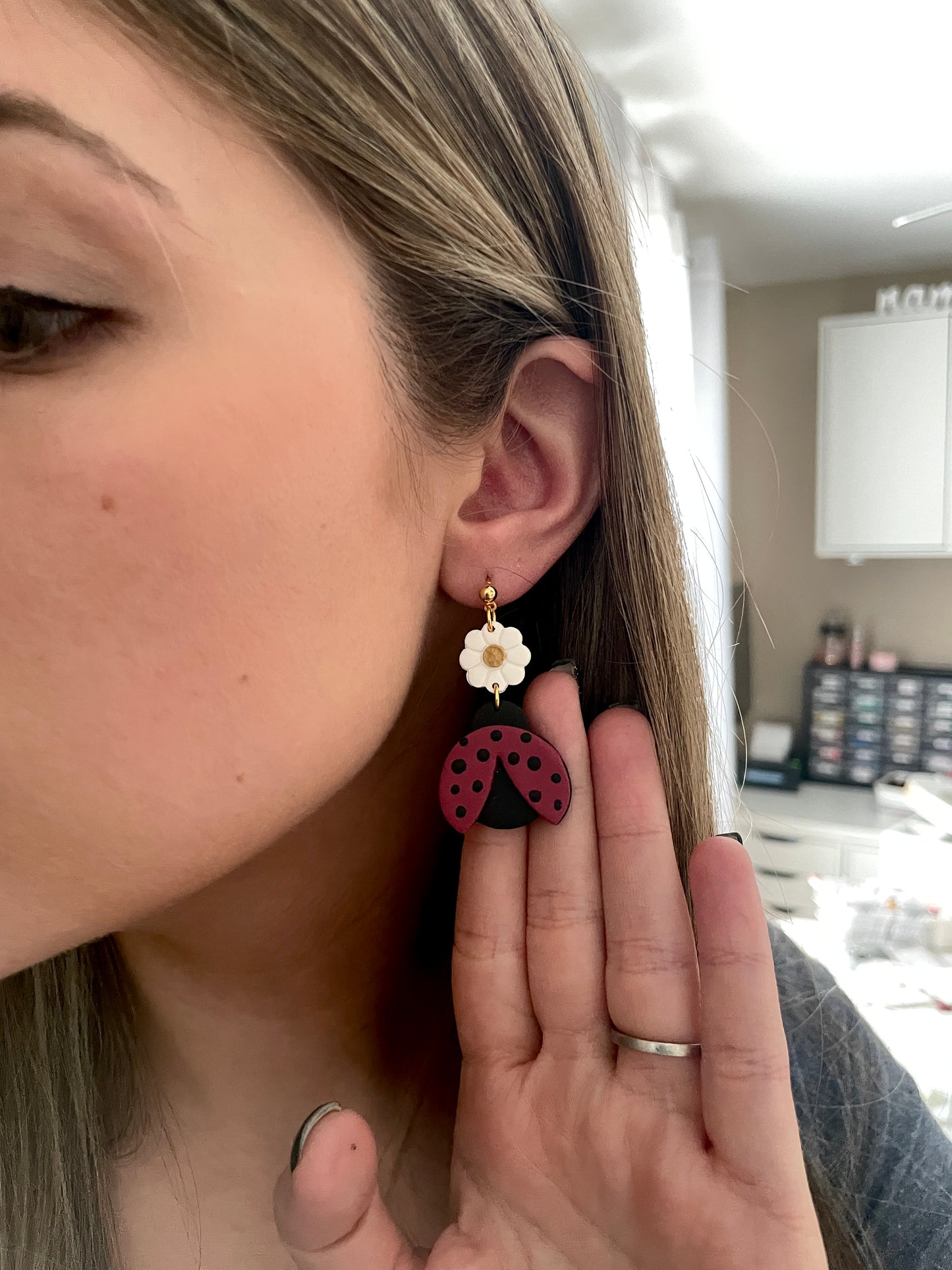 Ladybug Daisy Dangles