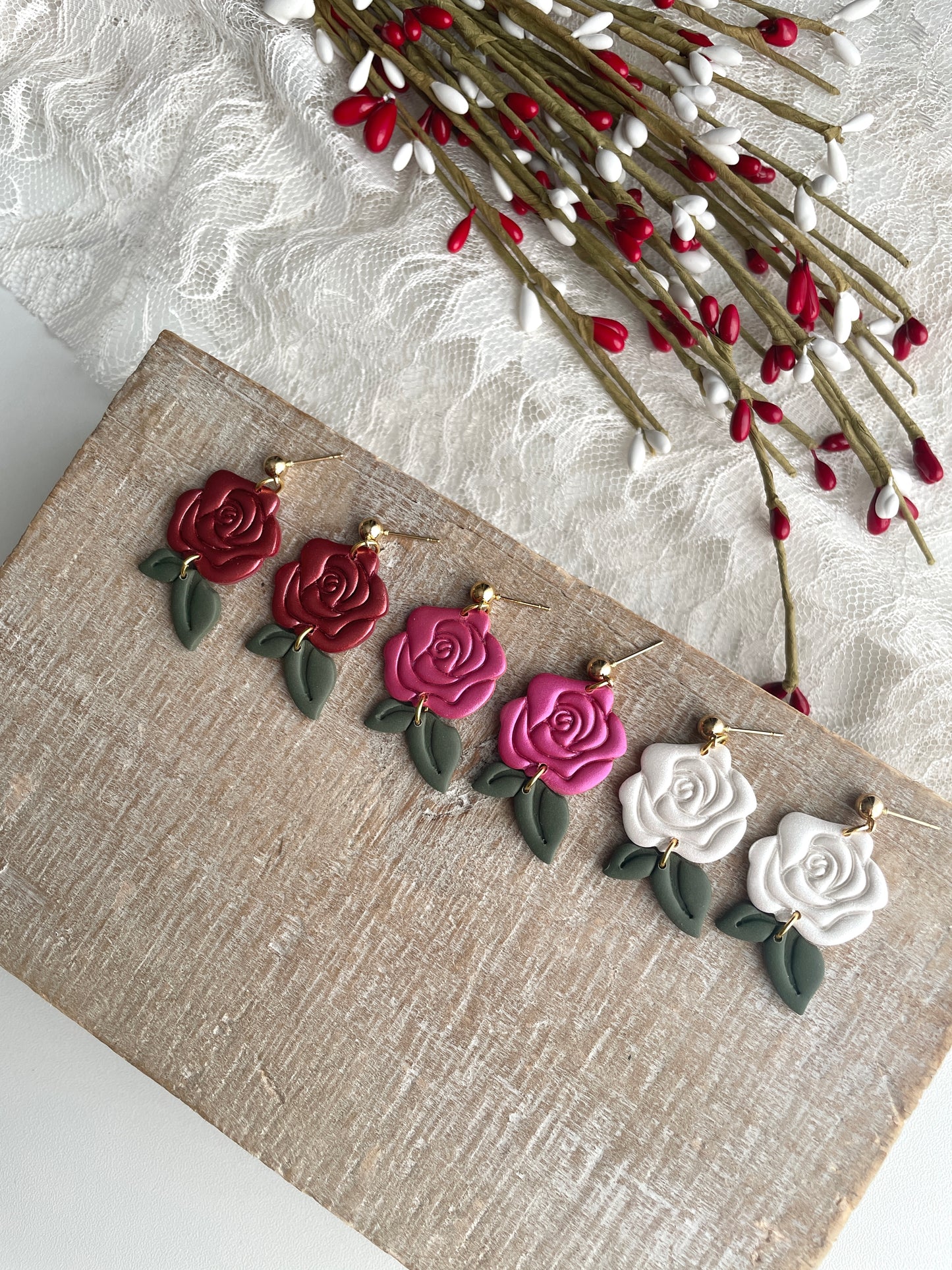 Shimmer Rose Dangles