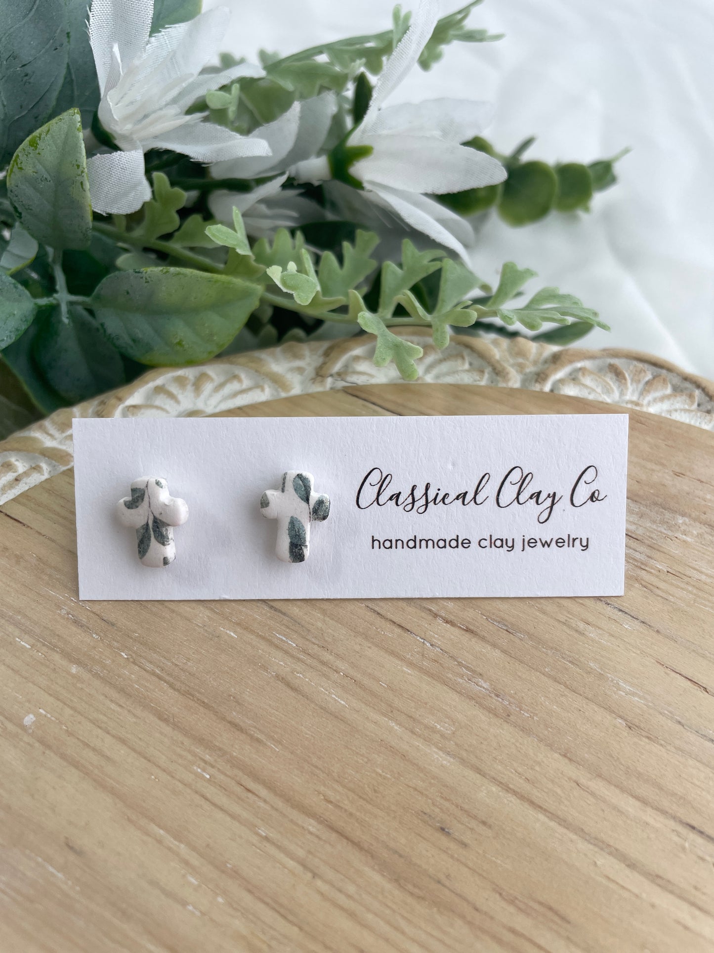 Printed Cross Studs