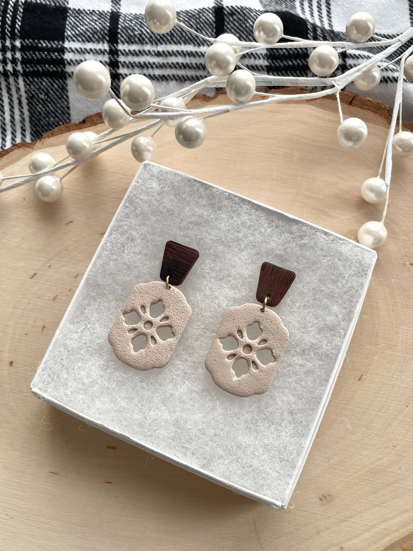 Faux Wooden Top Dangles
