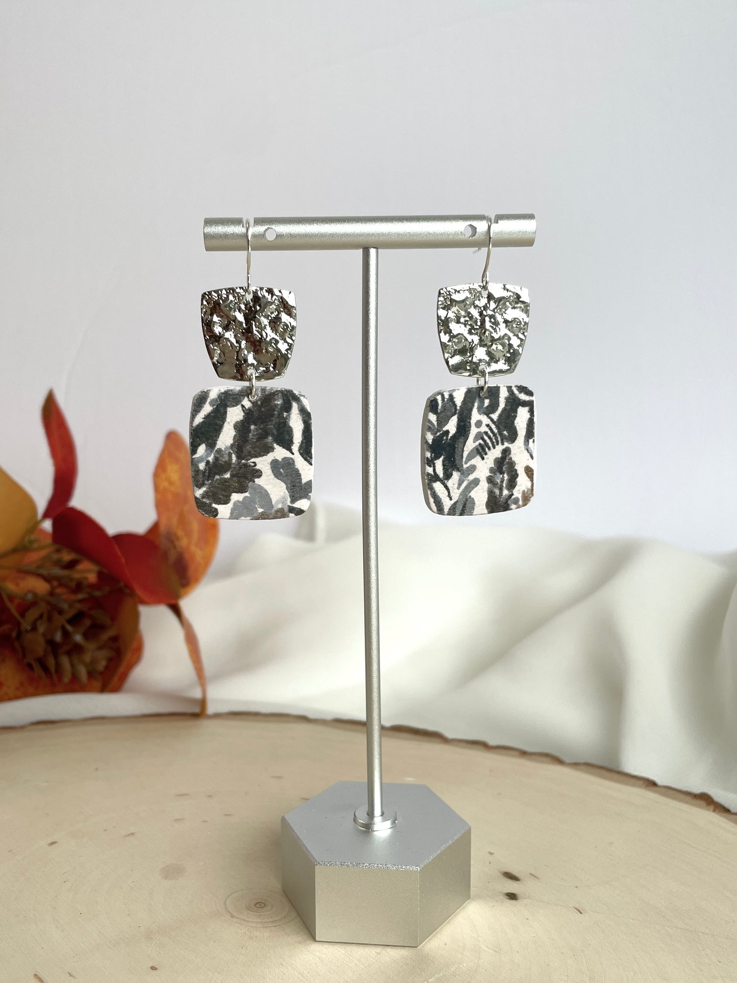 Leaf and Flower Printed Dangles