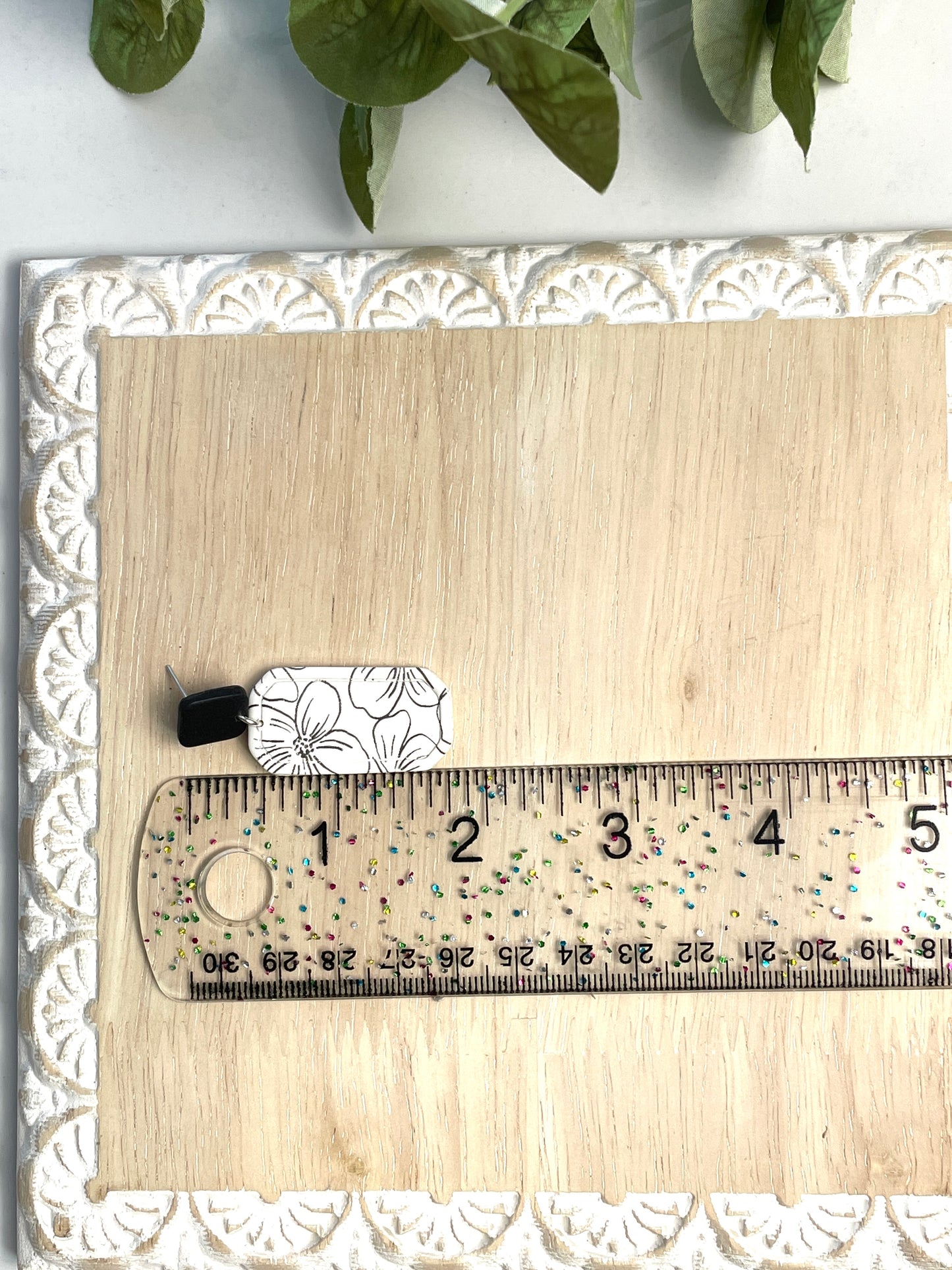 Black and White Dogwood Printed Dangles - Wholesale