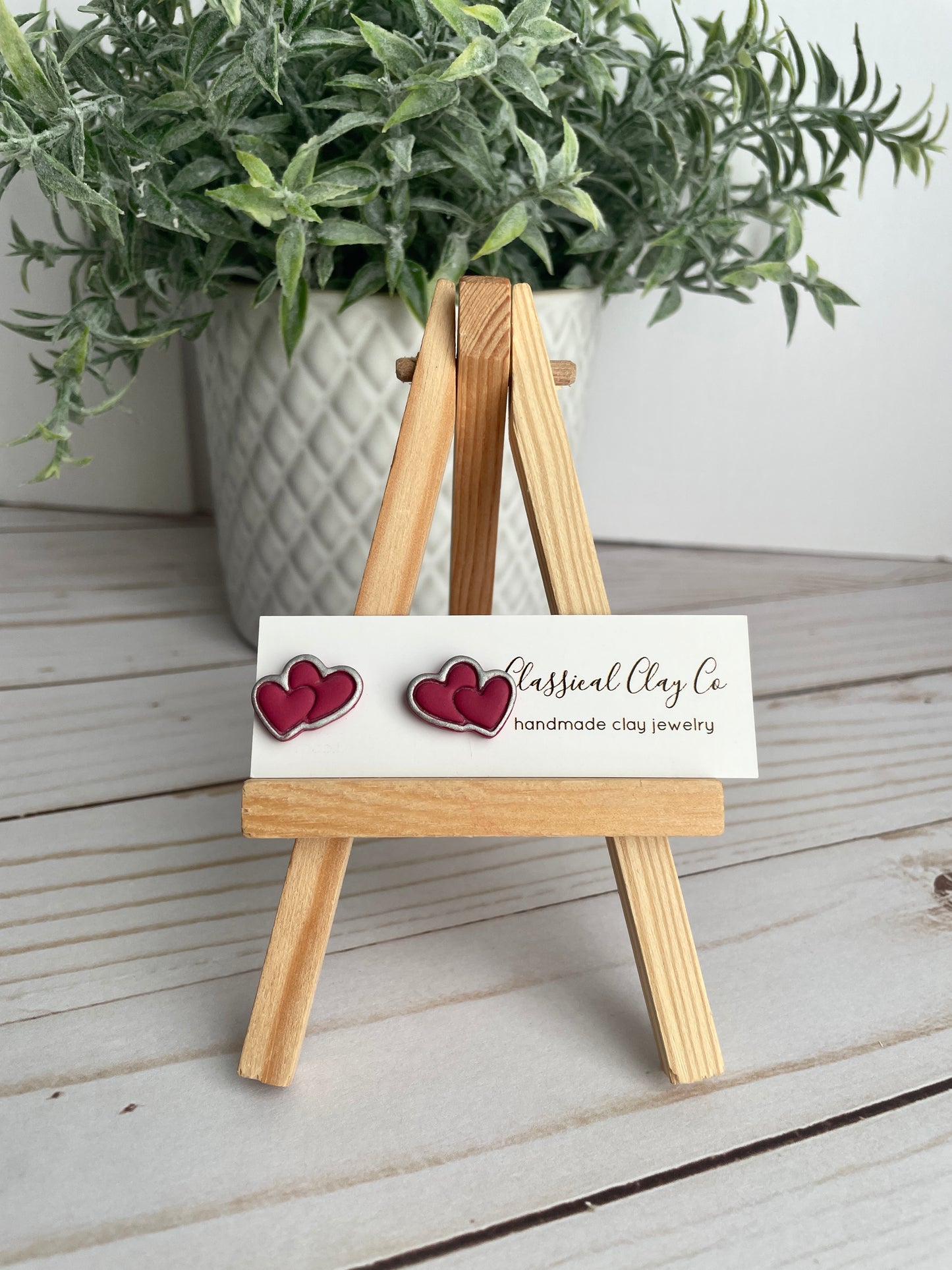 Double Heart Studs