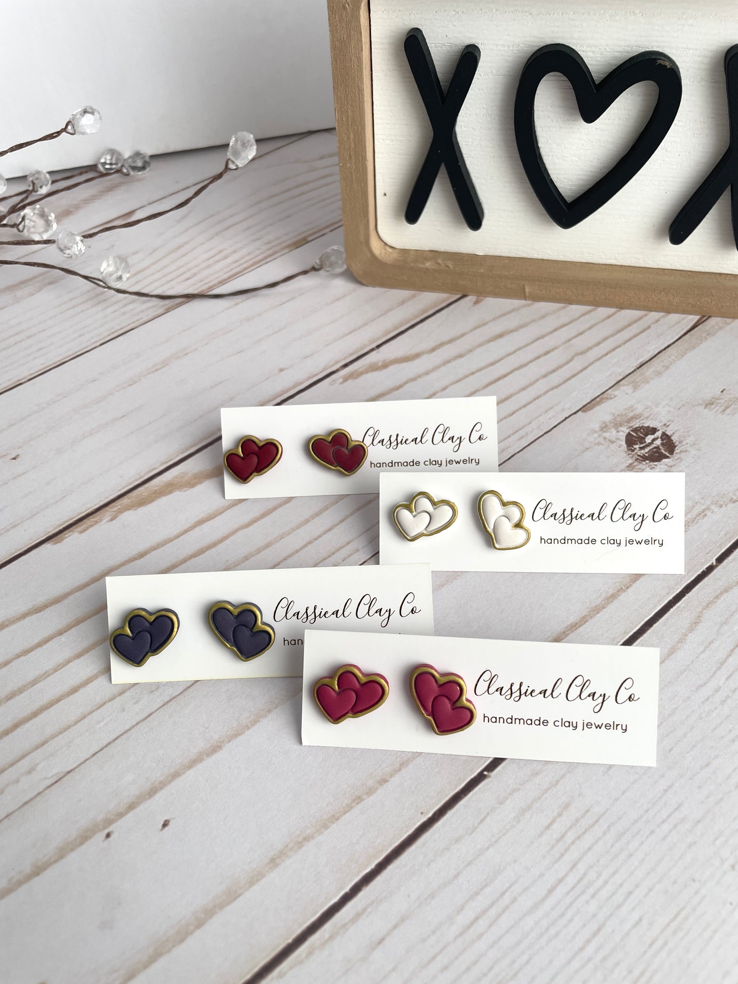 Double Heart Studs