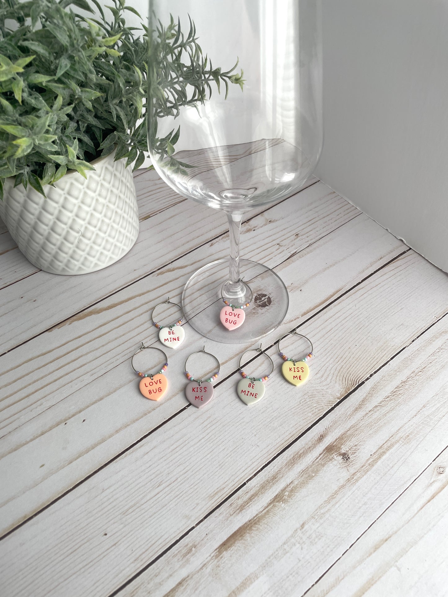 Conversation Heart Wine Charms