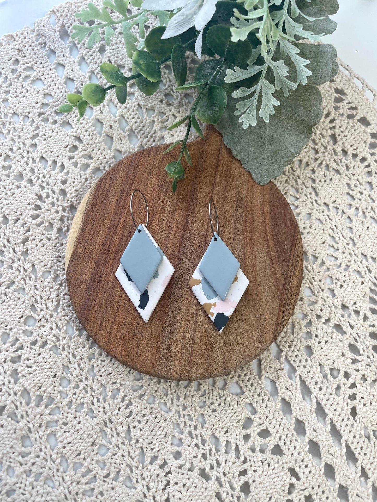Terrazzo Diamond Hoops