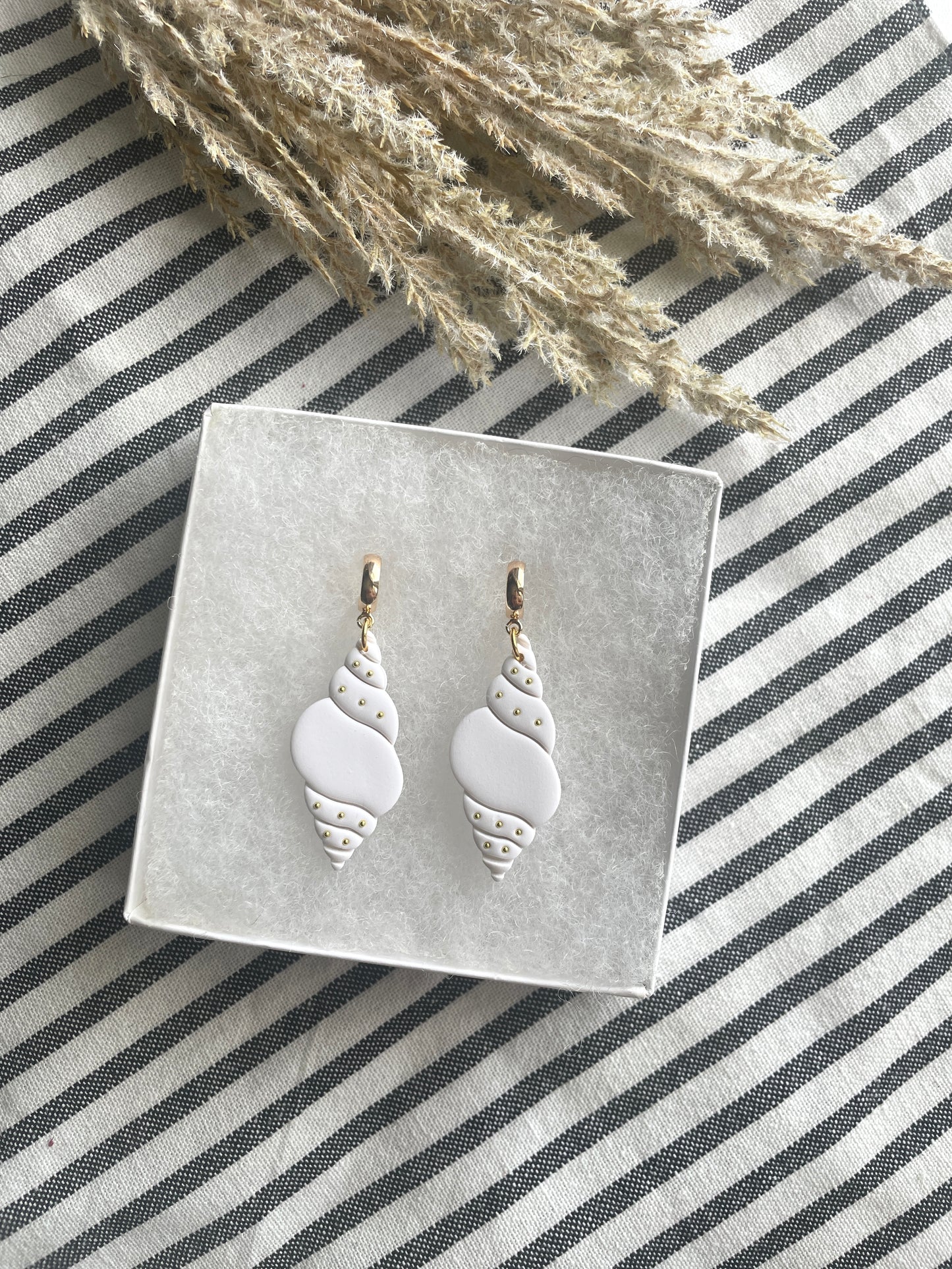 Beaded Seashell Hoops