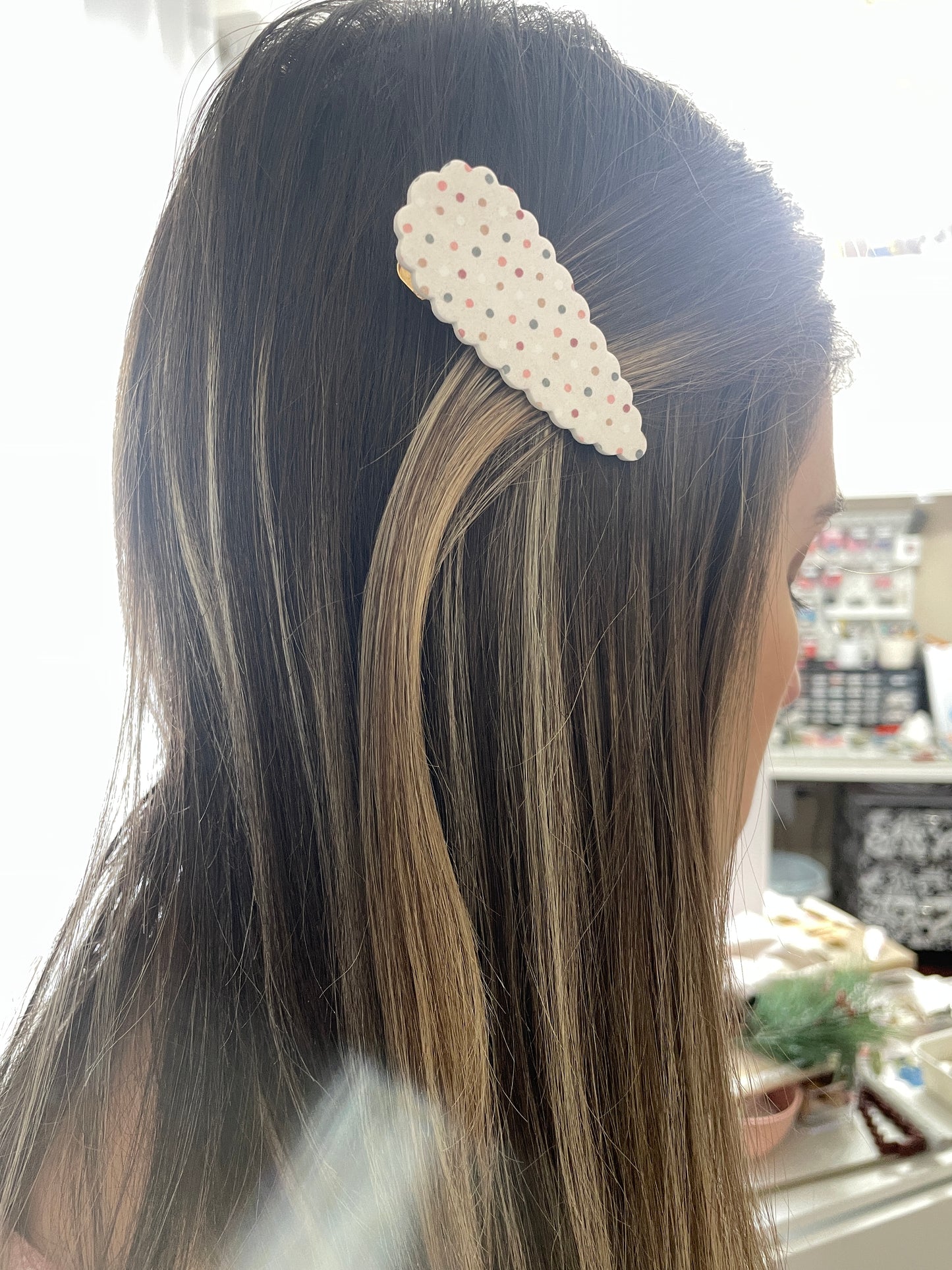 Polka Dot Hair Clip and Stud Combo