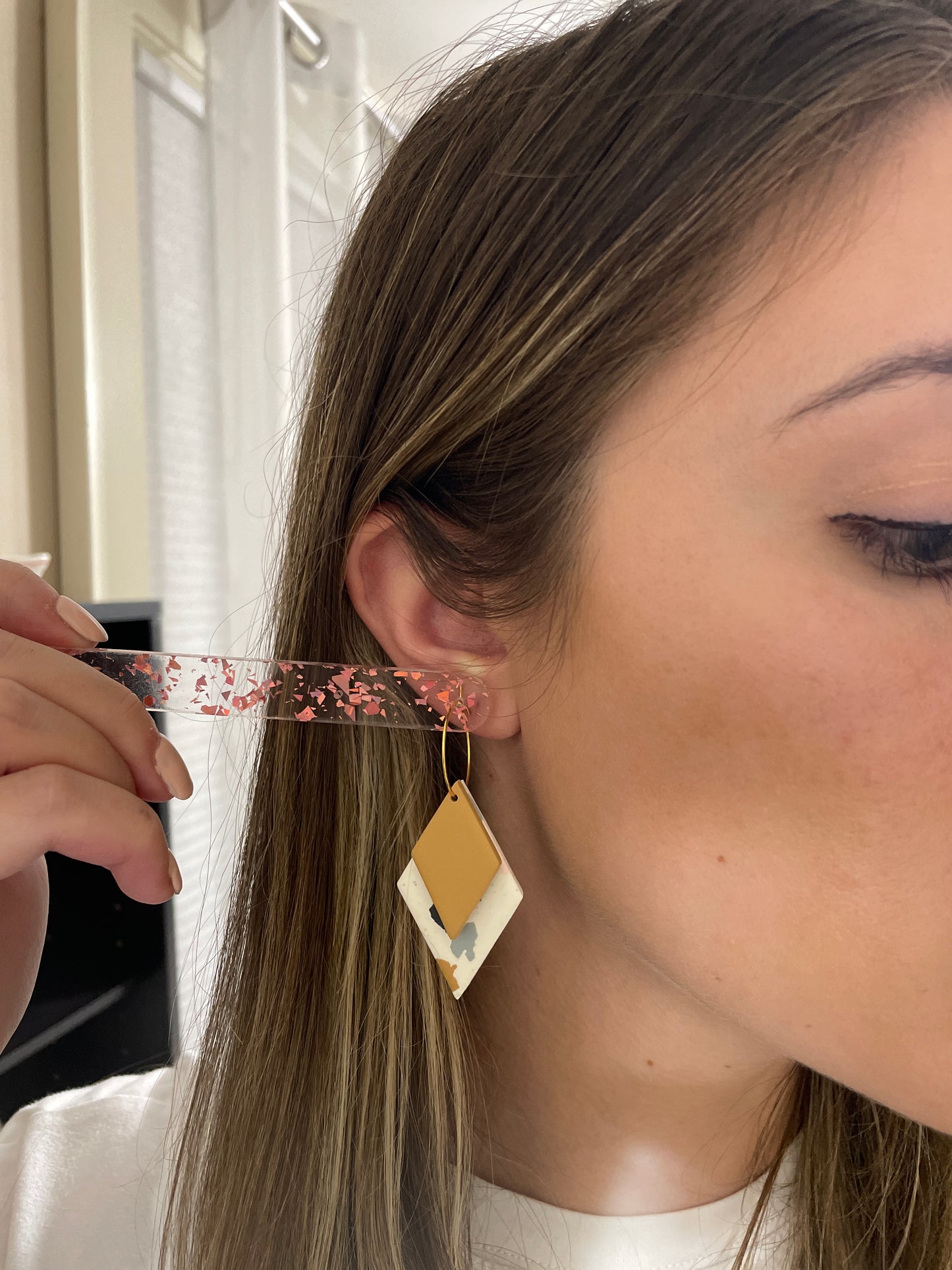 Terrazzo Diamond Hoops