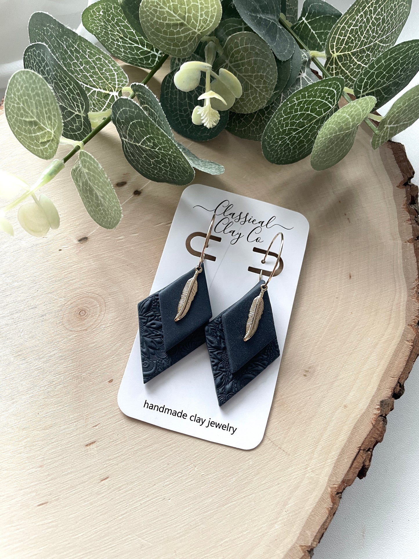 Feathered Diamond Hoops