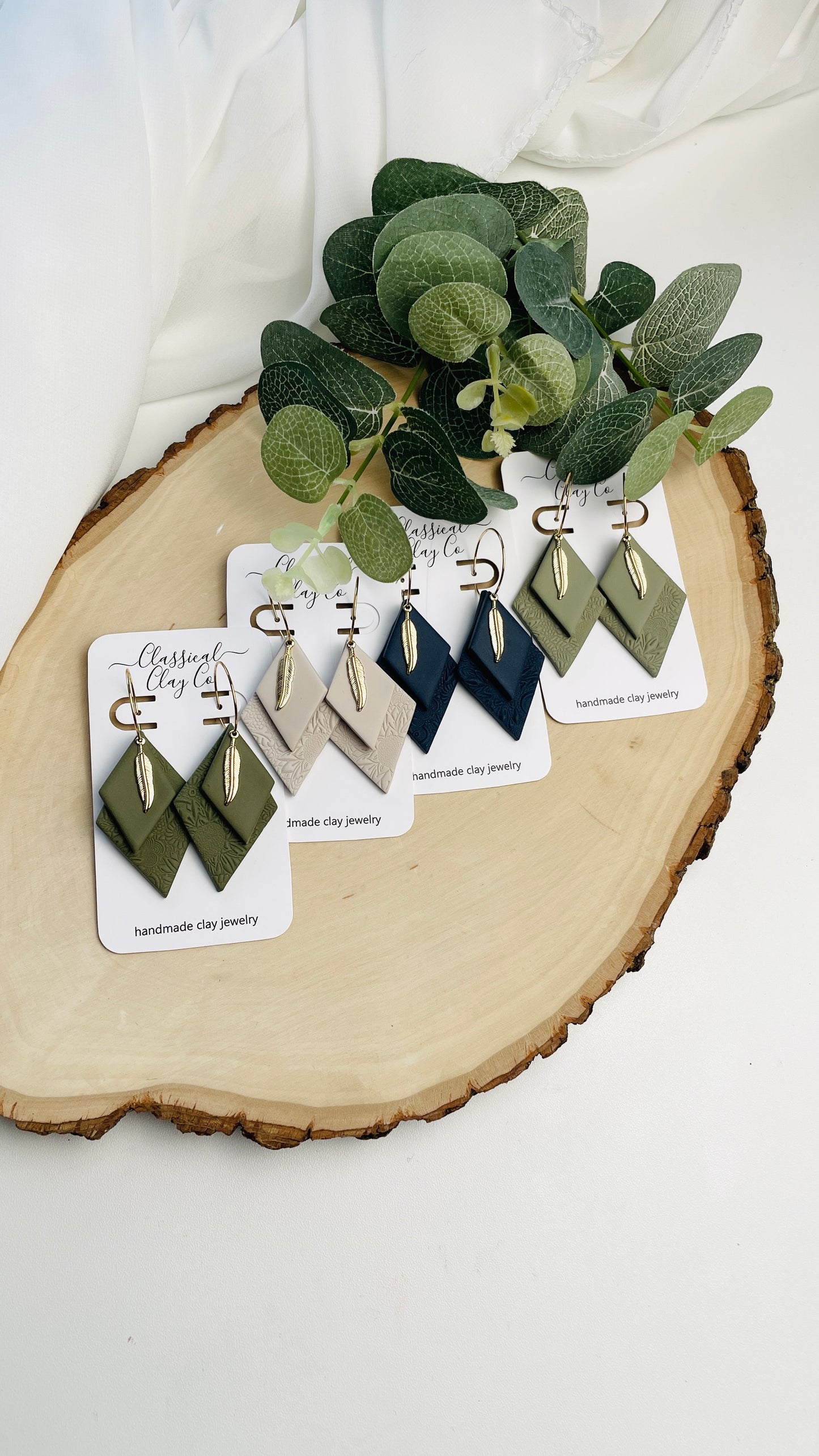 Feathered Diamond Hoops