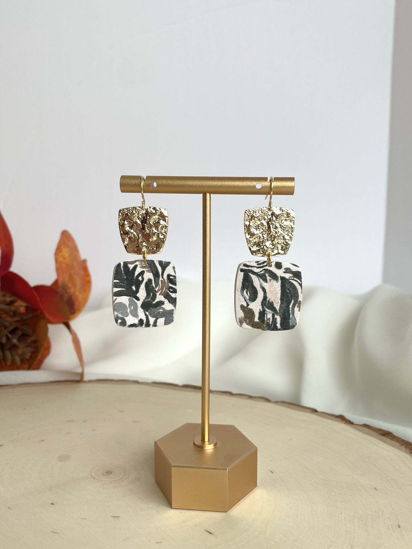 Leaf and Flower Printed Dangles