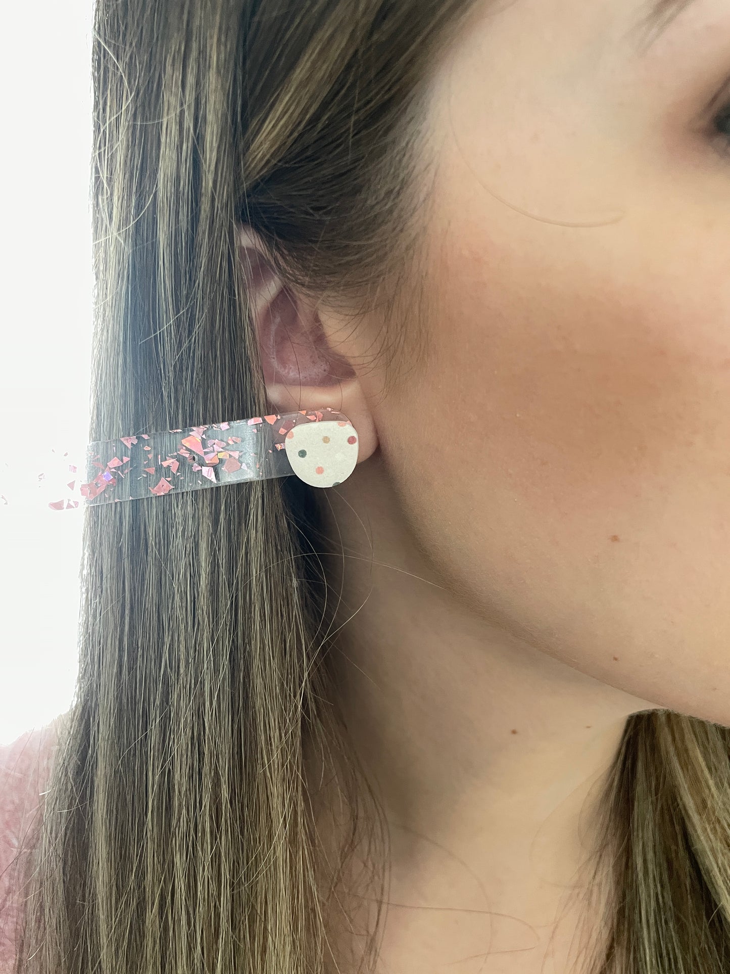 Polka Dot Hair Clip and Stud Combo