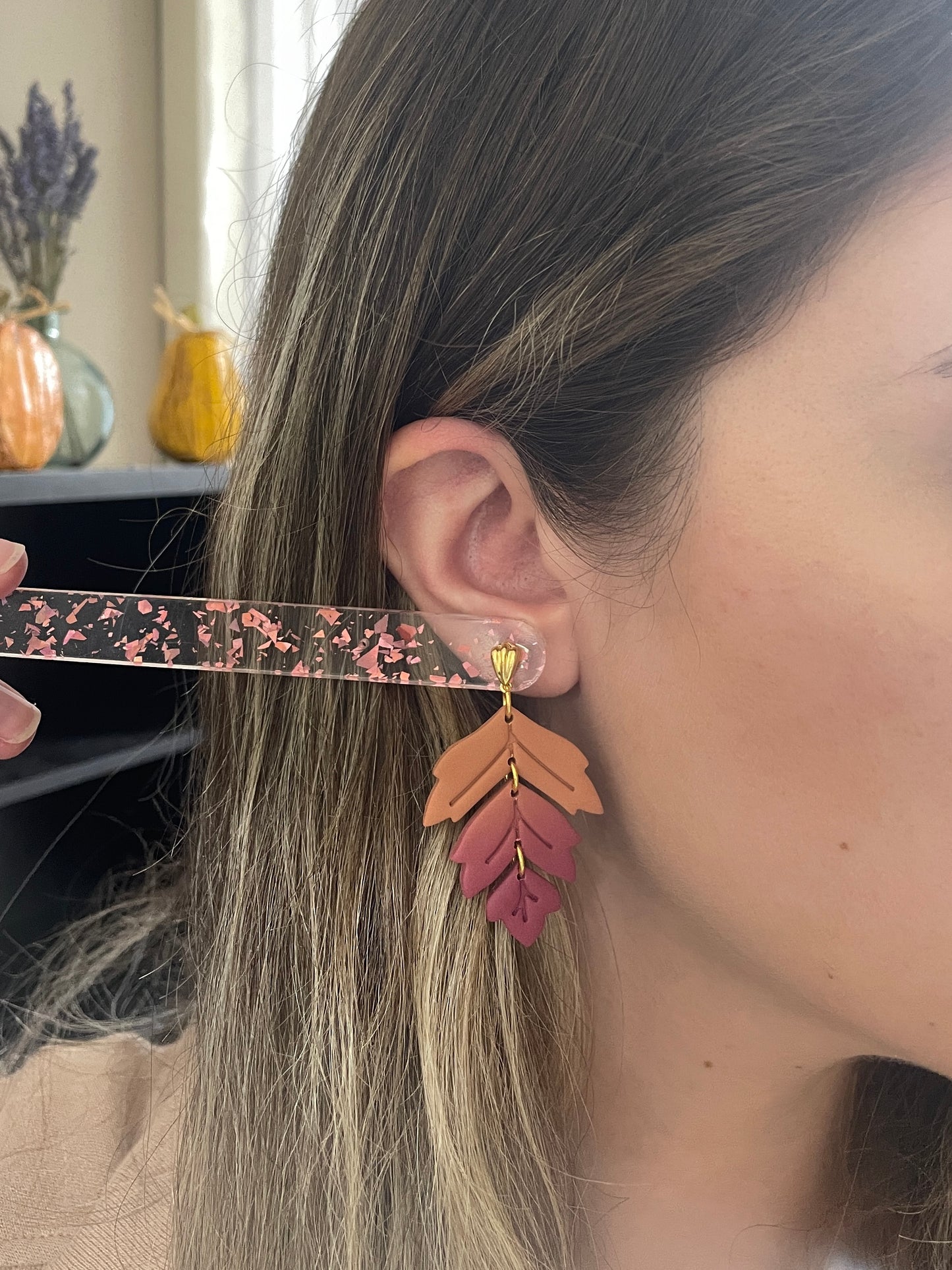 Ombre Leaf Trio Dangles