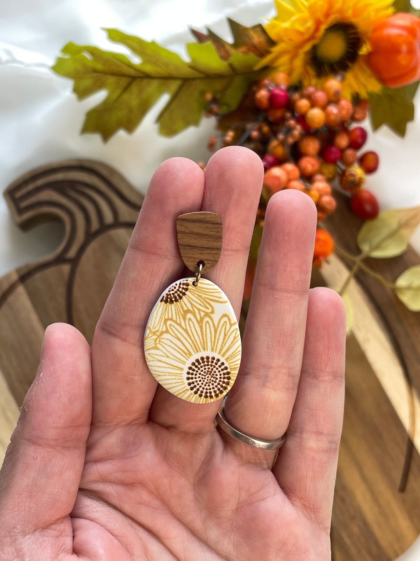 Painted Sunflower Dangles - Wholesale