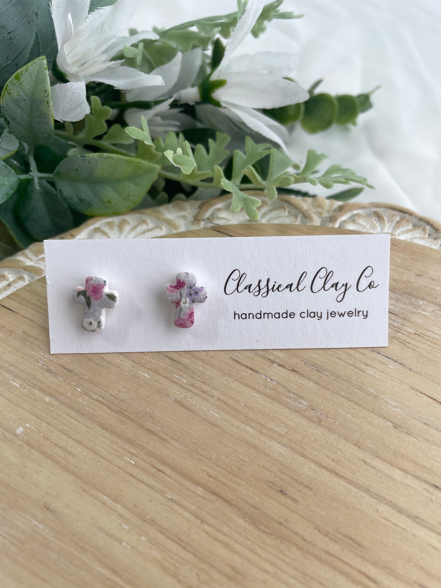 Printed Cross Studs