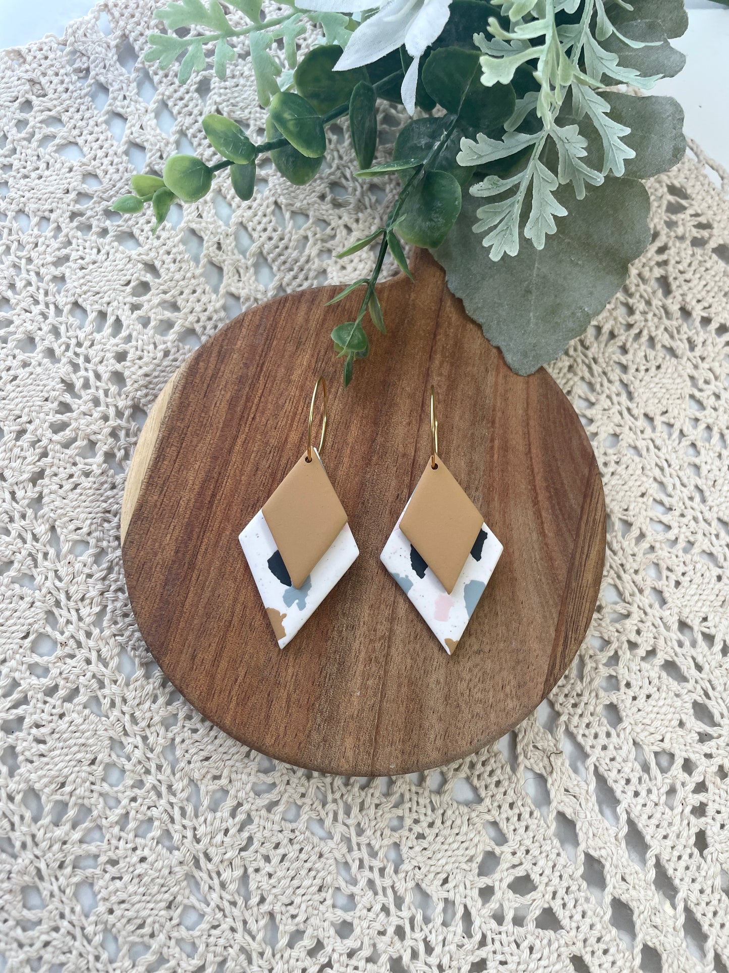 Terrazzo Diamond Hoops