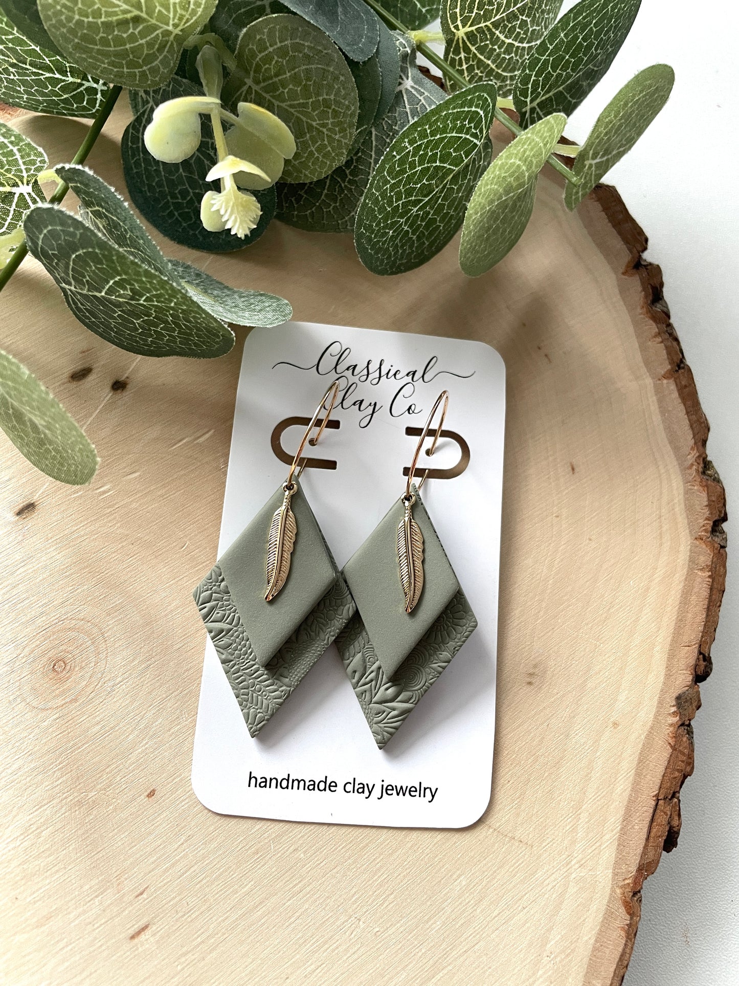 Feathered Diamond Hoops