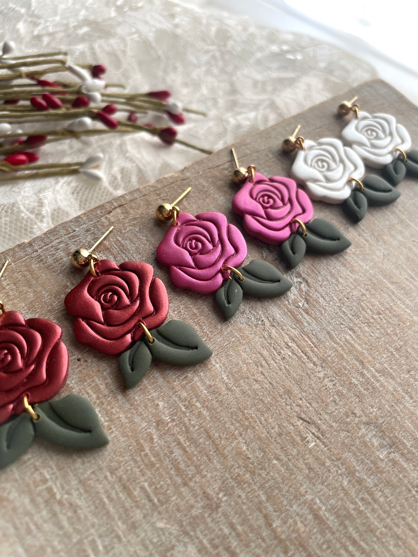 Shimmer Rose Dangles