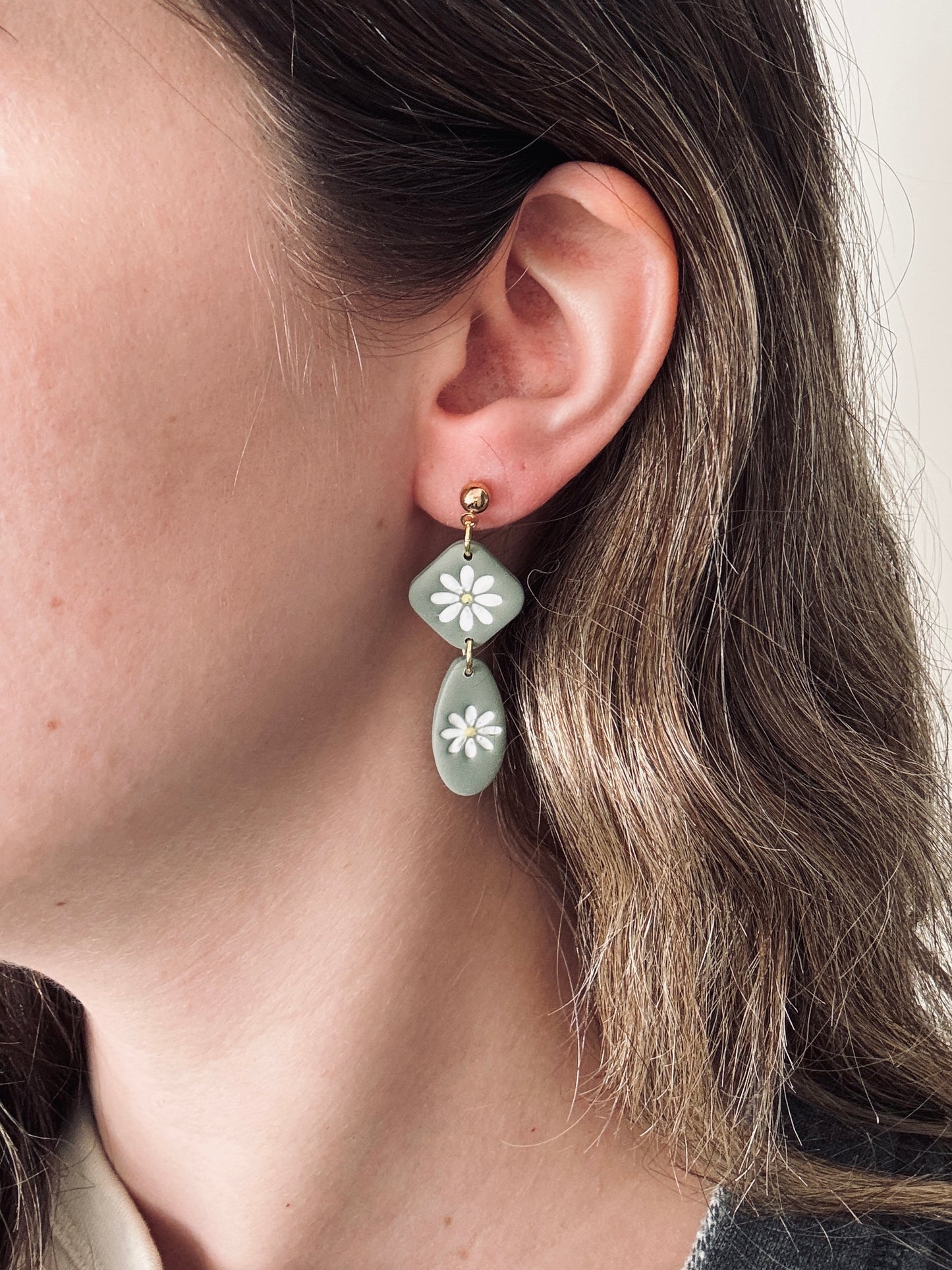 Green Daisy Dangles
