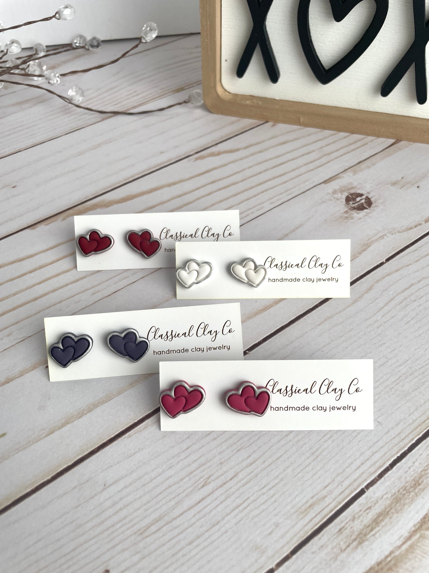 Double Heart Studs