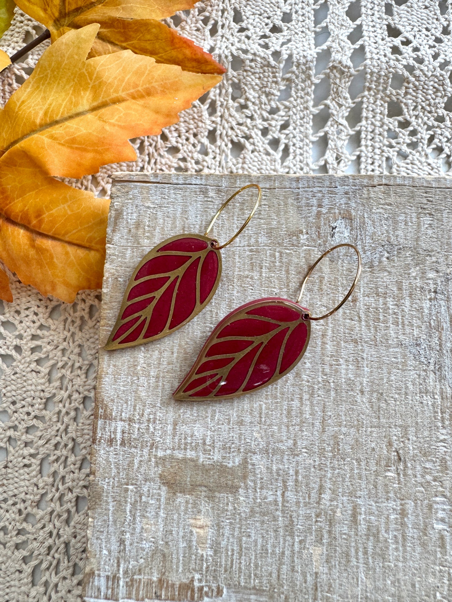Gold Leaf Hoops