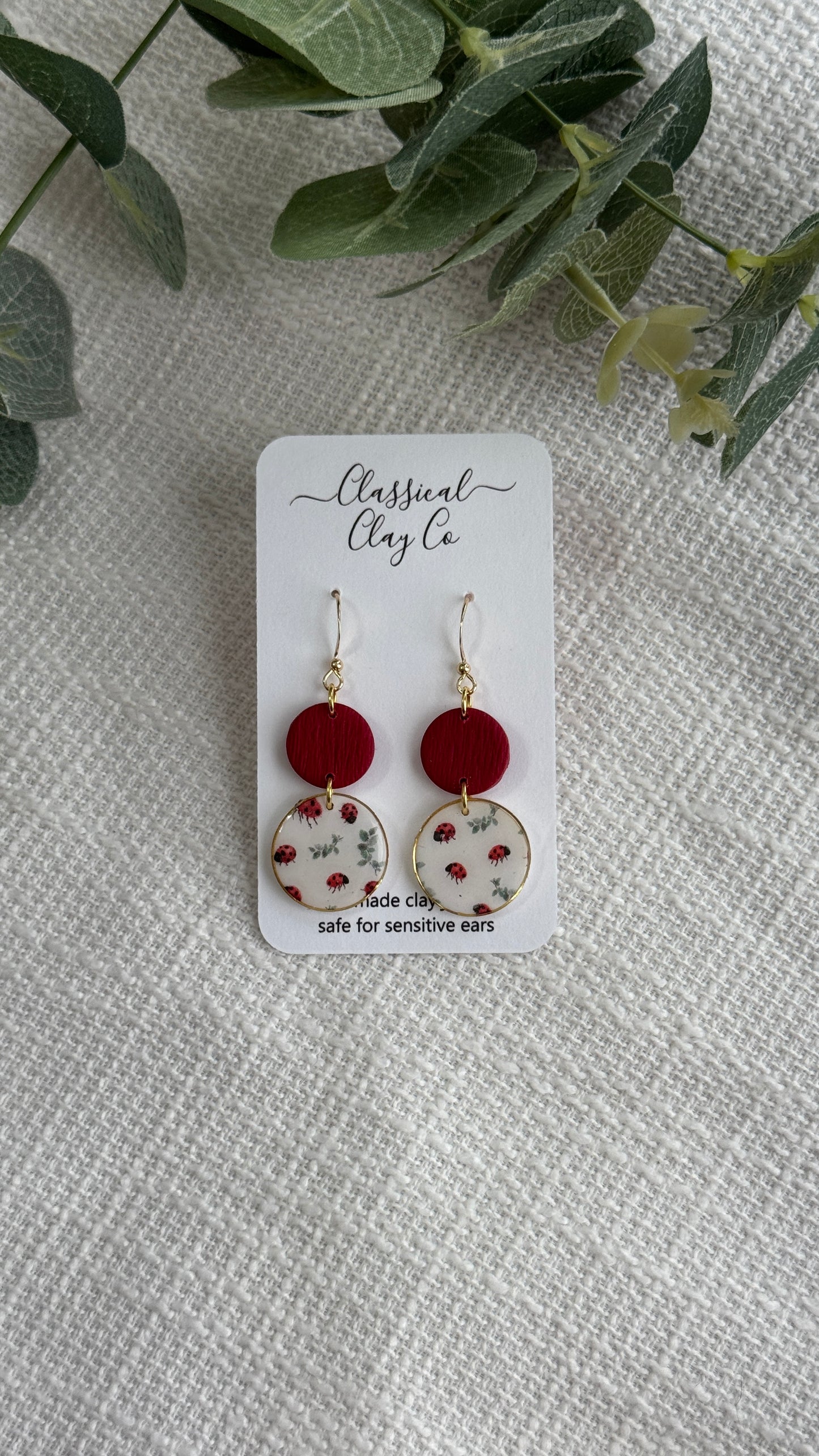 Ladybug Printed Dangles