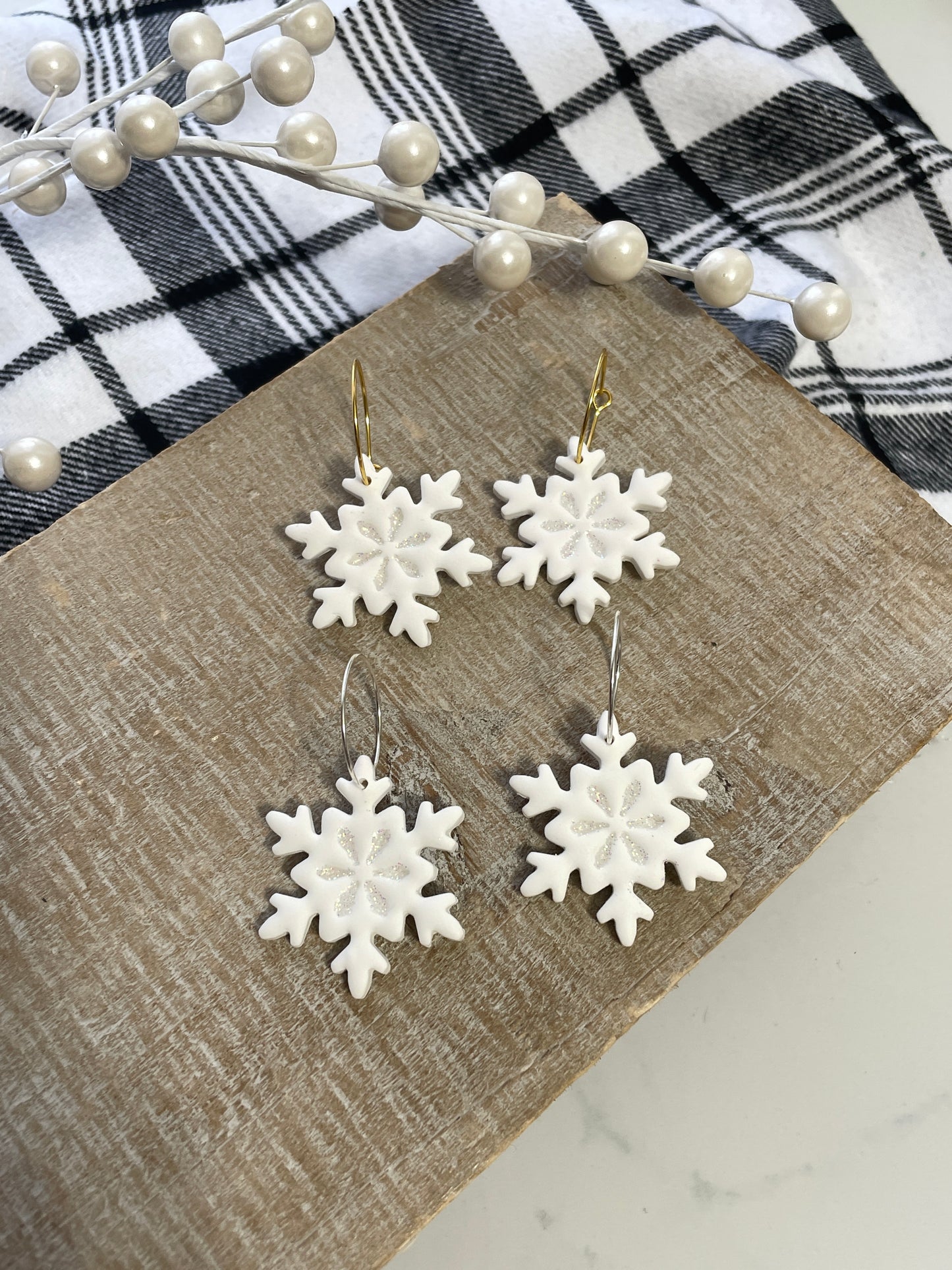 Glitter Snowflake Hoops - Wholesale