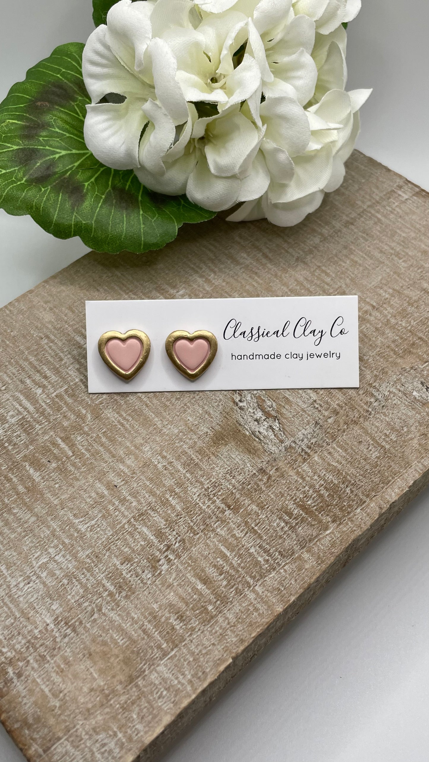 Gold Bordered Heart Studs