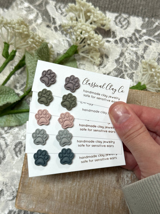 Paw Print Studs