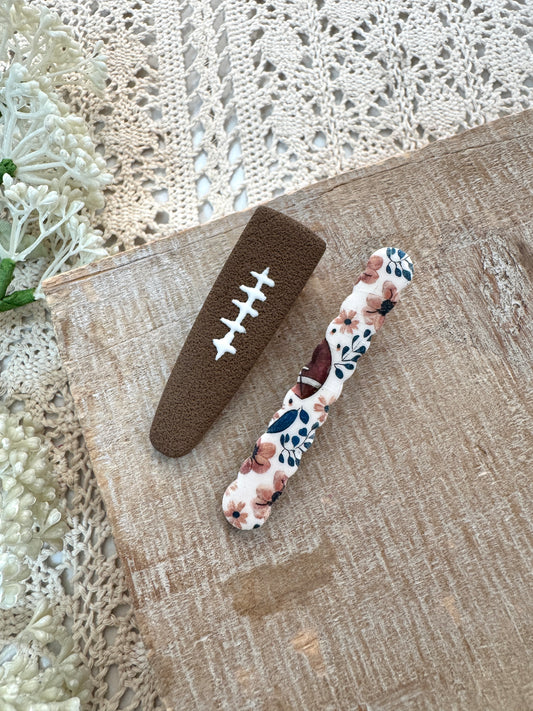 Football and Flower Two Pack Hair Clips