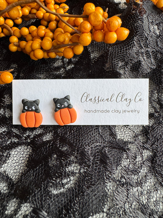 Pumpkin Cat Studs